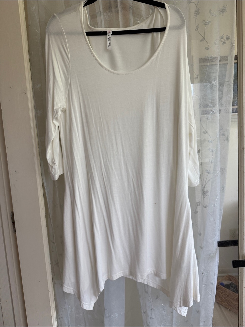 Women's White Scoop Neck Tunic dress/top 22PTP Wedding 1xl